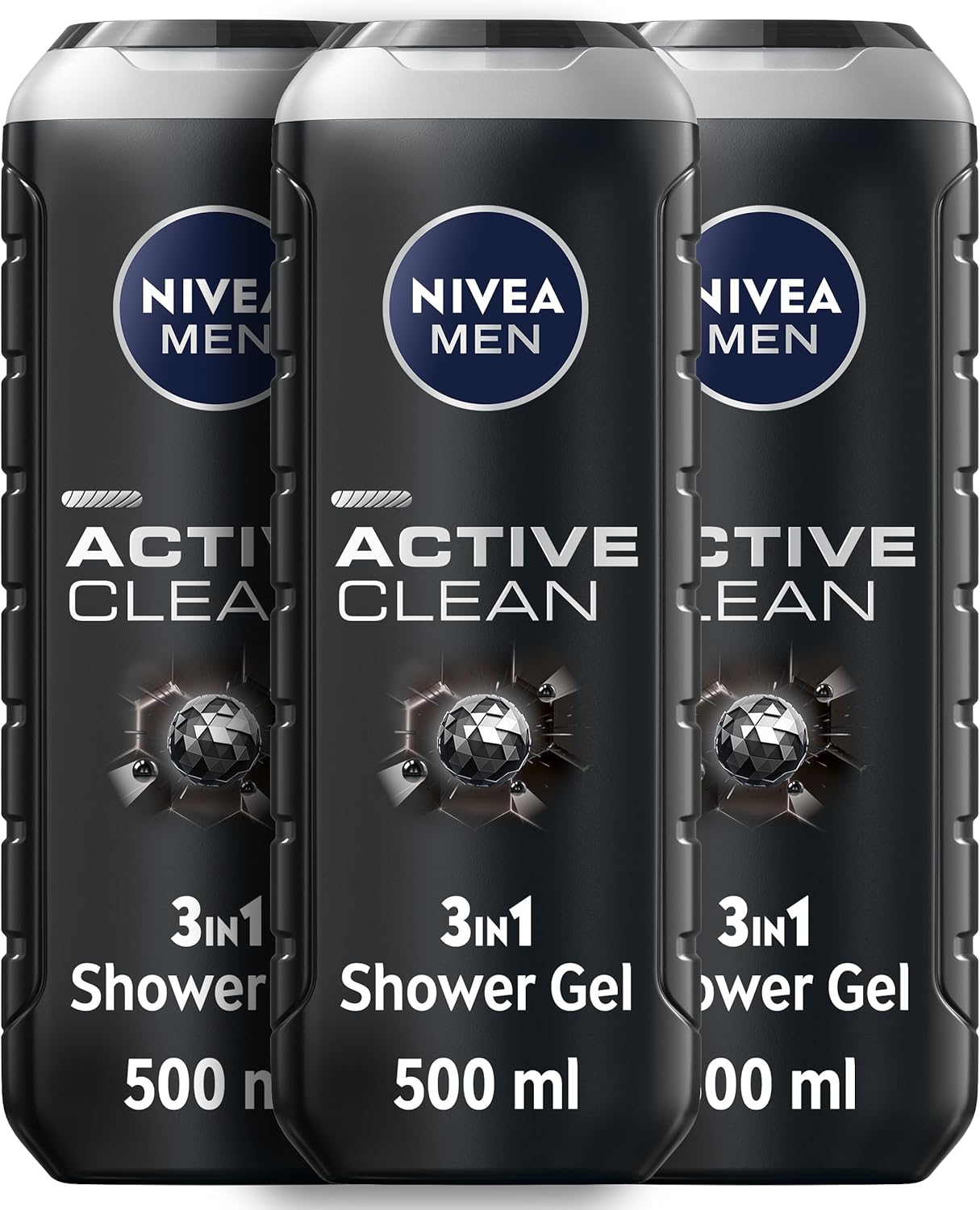Nivea Active Clean 3in1 Shower Gel With Active Charcoal 500 ml